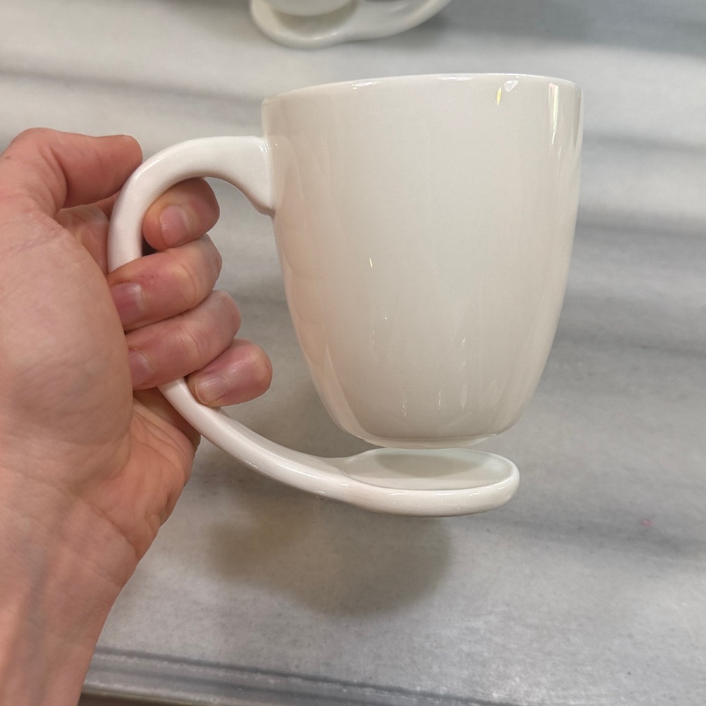 Floating Mug Set of 2 - White Ceramic Mugs - Picture 3 of 7